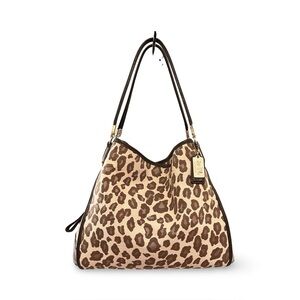 Coach Animal Print Shoulder Bag - Brown and Cream